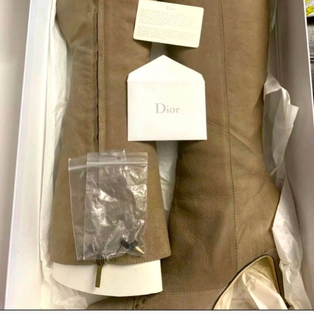 New in box authentic Dior Beige Leather Boots 38.5